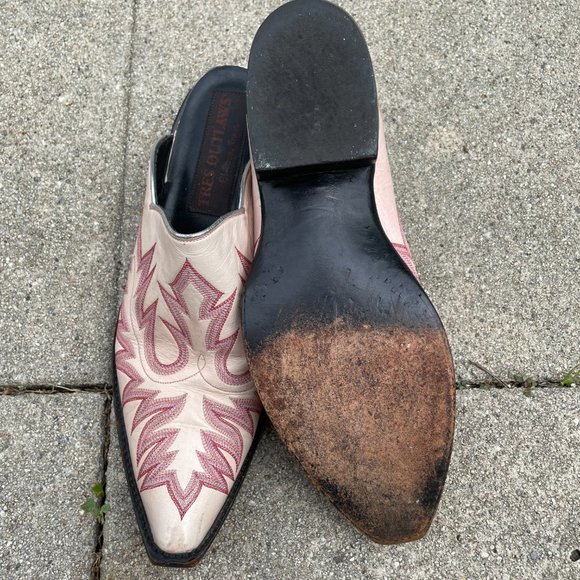 "A Stitch In Time" Ivory/ Pink Stitch Tres Outlaws Mule 1537* SZ 8.5 - Picture 4 of 7